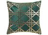 Set of 2 Cushions Geometric Pattern 45 x 45 cm Green with Gold CASSIA_813777