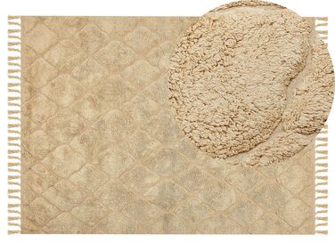 Teppich Baumwolle sandbeige 140 x 200 cm geometrisches Muster Kurzflor SANLIURFA