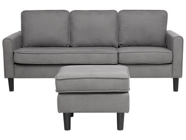 3 Seater Fabric Sofa with Ottoman Light Grey AVESTA