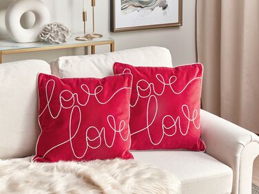 Set of 2 Velvet Cushions 45 x 45 cm Red SIDERASIS