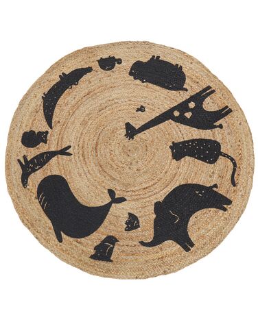 Okrúhly detský jutový koberec ⌀ 120 cm béžový EARTH