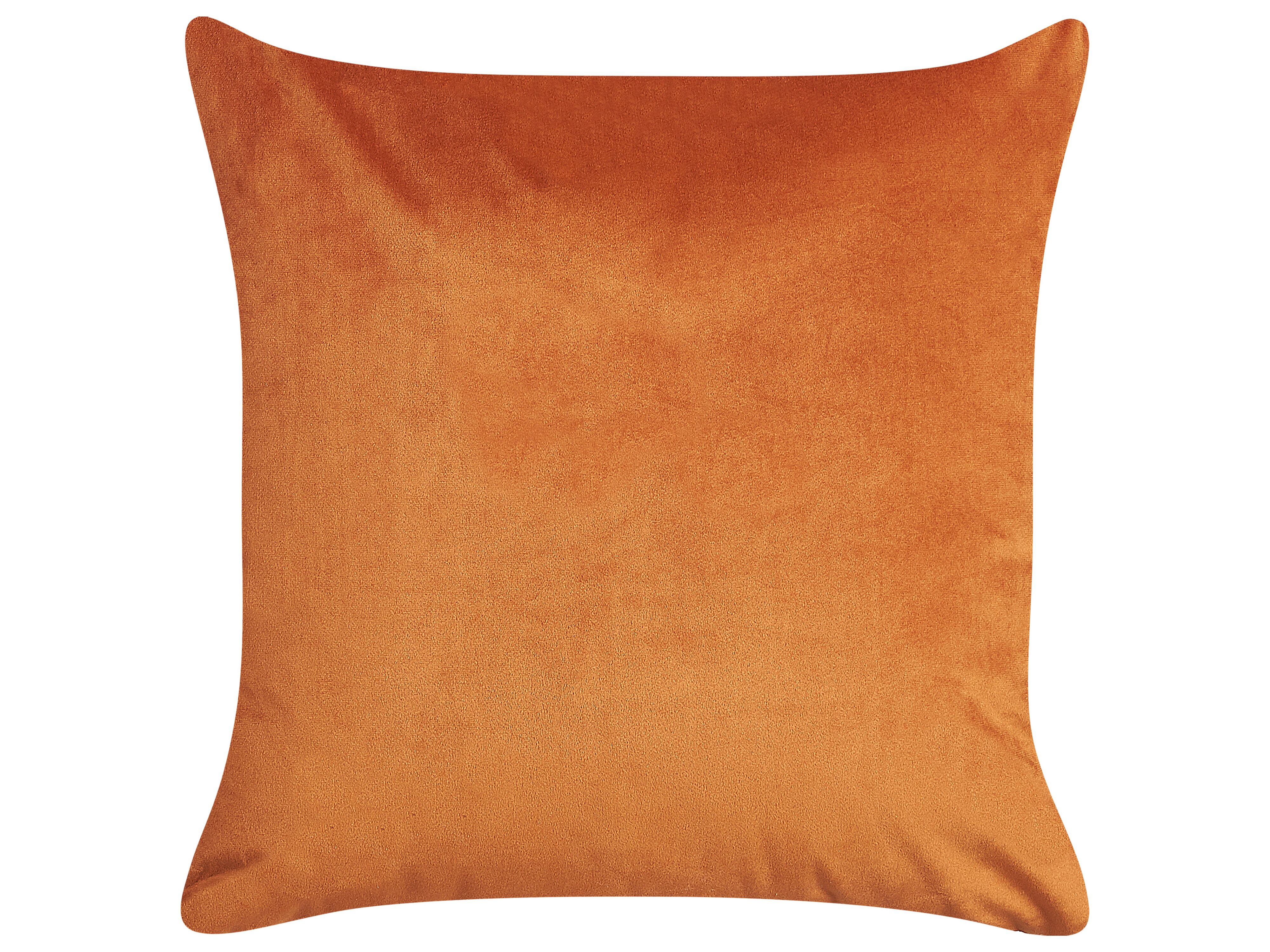 Prydnadskudde set om 2 45 x 45 cm sammet orange AEONIUM | Beliani.se