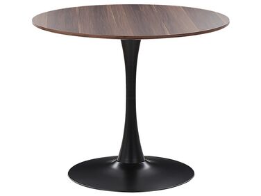 Mesa de comedor madera oscura/negro ⌀ 90 cm BOCA