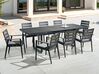 Zestaw ogrodowy stół rozkładany i 8 krzeseł czarny z poduszkami szarymi VALCANETTO/TAVIANO_846221