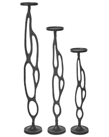 Set of 3 Candlesticks Black BUNI 