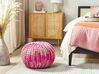 Cotton Knitted Pouffe 50 x 35 cm White and Pink CONRAD_842517
