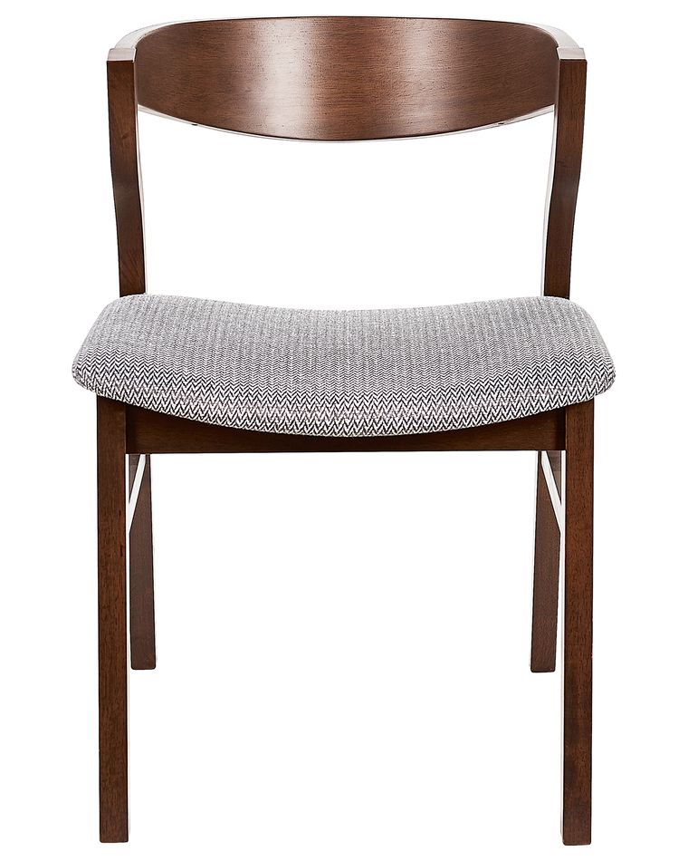 Set of 2 Dining Chairs Dark Wood and Grey MAROA Beliani.co.uk