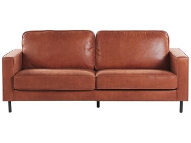 3 Seater Faux Leather Golden Brown SAVALEN
