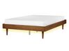 EU Double Size Bed with LED Light Wood TOUCY_909688