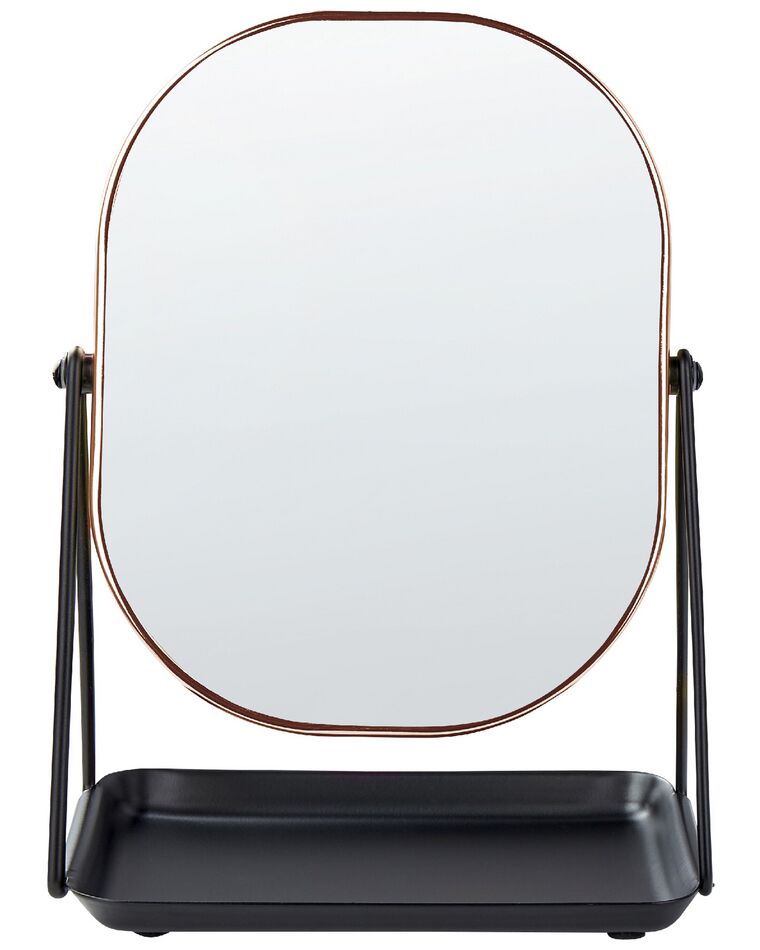 Espejo de maquillaje de metal rosa dorado/negro 20 x 22 cm CORREZE_848309