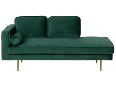 Chaise longue de terciopelo verde esmeralda izquierdo MIRAMAS