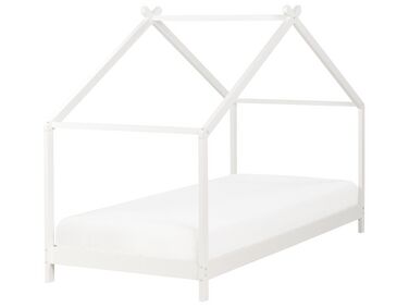 Łóżko dziecięce domek drewniane 90 x 200 cm białe ORLU 