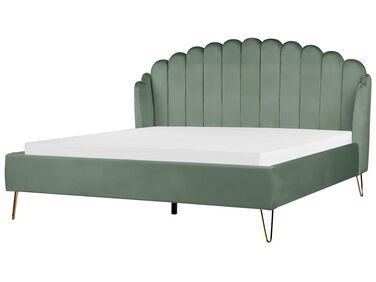 Łóżko welurowe 180 x 200 cm zielone AMBILLOU