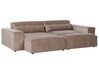 Right Hand 2 Seater Modular Fabric Corner Sofa with Ottoman Brown HELLNAR_912316