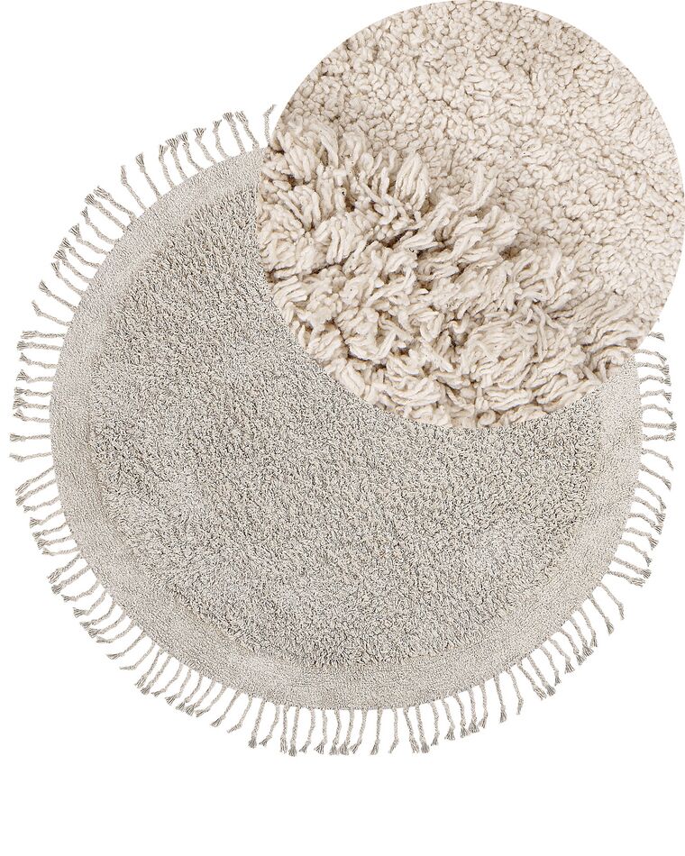 Dywan shaggy okrągły bawełniany ⌀ 140 cm beżowy BITLIS_837845