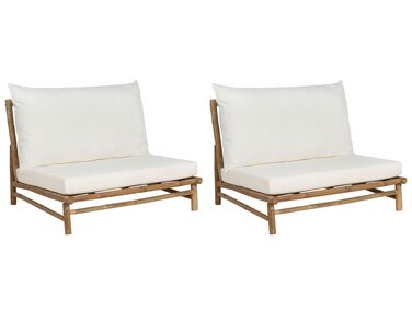 Súprava 2 bambusových stoličiek svetlé drevo a biela TODI