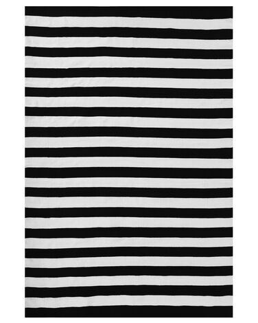 Outdoor Teppich schwarz-weiß 140 x 200 cm Streifenmuster Kurzflor TAVAS