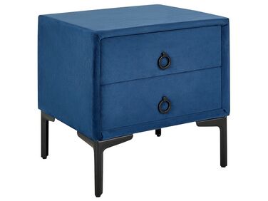 Nočný stolík zamatový modrý SEZANNE