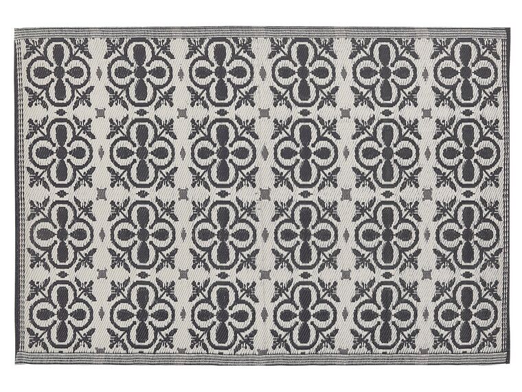 Outdoor Teppich schwarz / weiss 120 x 180 cm geometrisches Muster Kurzflor NELLUR_786134