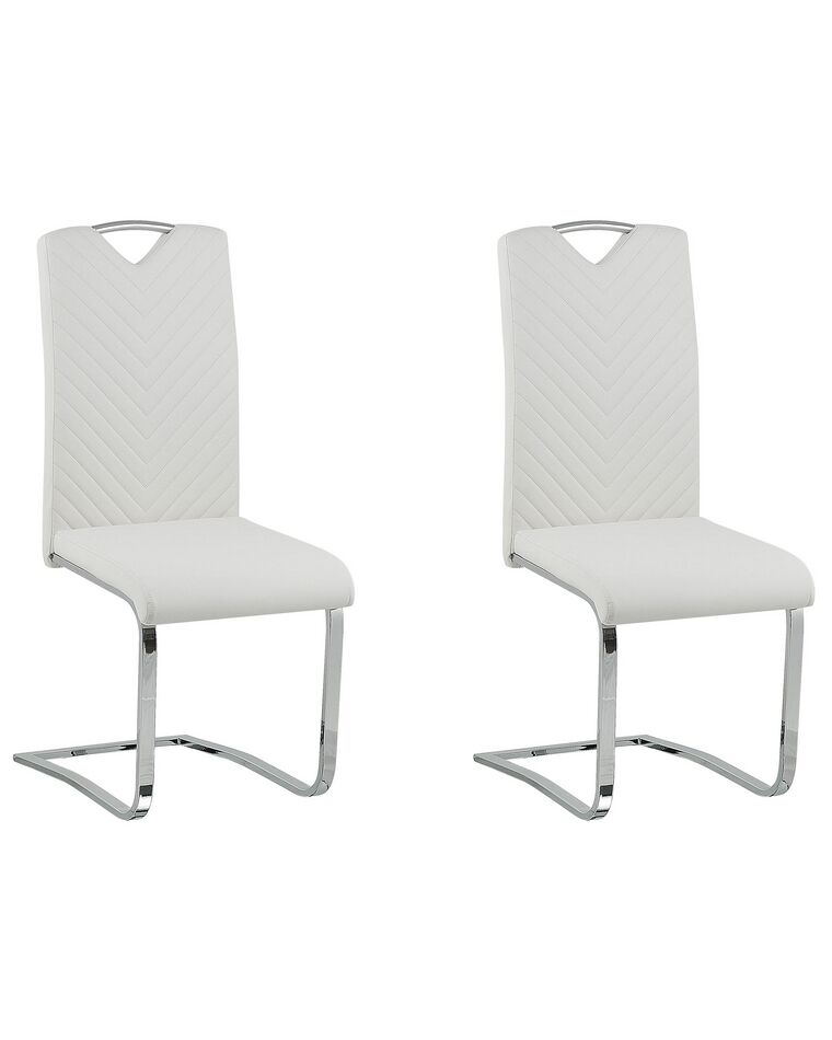 Lot de 2 chaises de salle à manger en cuir PU blanc cassé PICKNES_790000