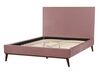 Łóżko welurowe 140 x 200 cm różowe BAYONNE_901271