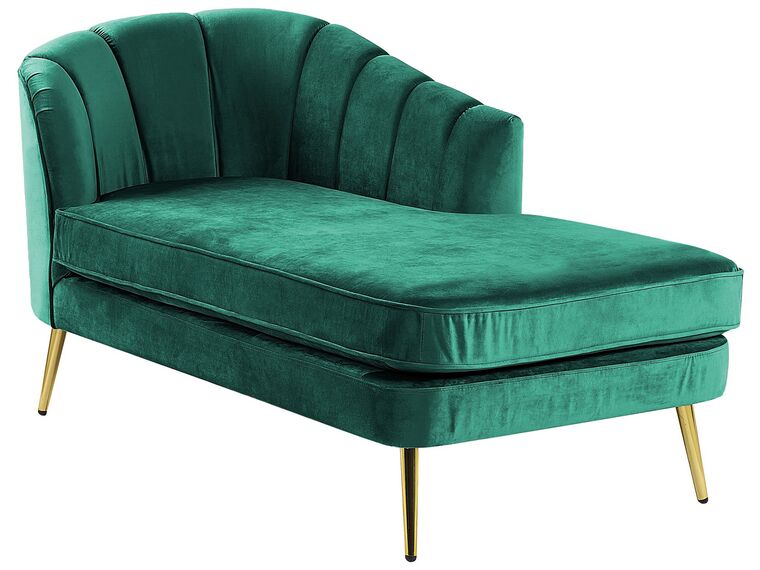 Left Hand Velvet Chaise Lounge Emerald Green ALLIER Beliani.co.uk