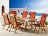 6 Seater Acacia Wood Garden Dining Set with Red Cushions JAVA_787737