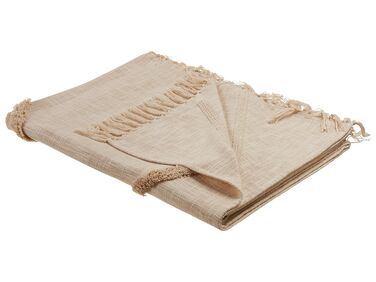 Manta de algodón natural/beige claro 130 x 180 cm JAUNPUR