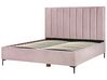 Bed met opbergruimte fluweel roze 180 x 200 cm SEZANNE_892484