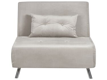 Velvet Single Sofa Bed Light Grey FARRIS