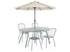 Zestaw ogrodowy metalowy stół i 4 krzesła jasnoniebieski CALVI z parasolem (16 opcji do wyboru)_877714