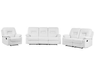 Faux Leather Manual Recliner Living Room Set White BERGEN