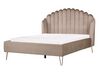 Łóżko welurowe 140 x 200 cm beżowoszare AMBILLOU_902455