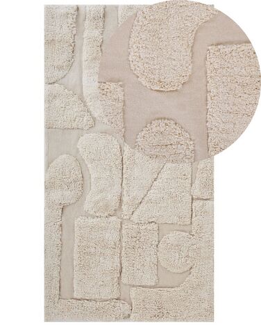 Teppich Baumwolle beige 80 x 150 cm abstraktes Muster Kurzflor DIYADIN