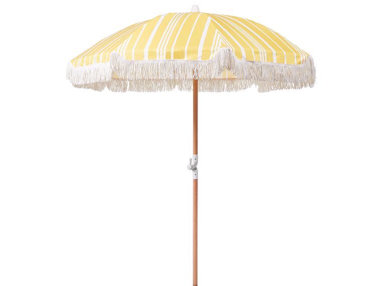 Ombrellone da giardino in tessuto bianco e giallo ⌀ 150 cm MONDELLO_848550