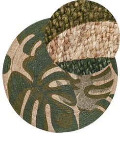 Matto juutti beige/vihreä ⌀ 140 cm BAYAT Matto juutti beige/vihreä ⌀ 140 cm BAYAT