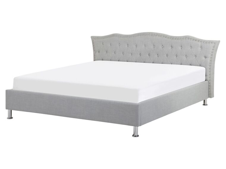 Fabric EU King Size Bed Grey METZ_749218