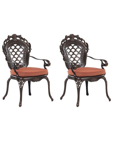 Conjunto de 2 cadeiras de jardim em alumínio castanho escuro LIZZANO