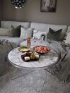 Marble Effect Coffee Table White with Silver MERIDIAN II_827497