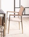 Conjunto de 4 sillas de jardín de poliéster/acero beige arena/plateado/madera clara GROSSETO_818406