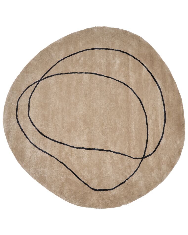 Teppich Viskose beige / schwarz ⌀ 200 cm abstraktes Muster Kurzflor DIGRI_904732