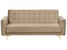 3 Seater Velvet Sofa Bed Sand Beige ABERDEEN_740094