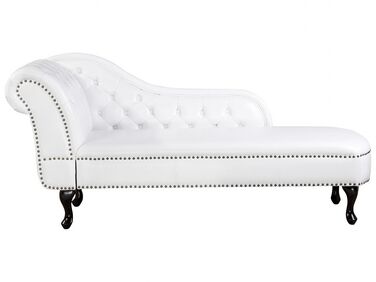 Left Hand Chaise Lounge Faux Leather White NIMES