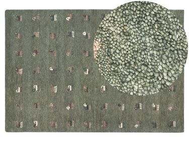 Dywan wełniany gabbeh ze wzorem w zwierzęta 160 x 230 cm zielony KIZARLI