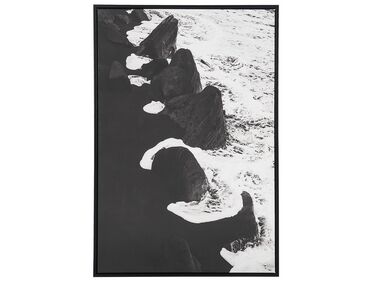 Sea Framed Canvas Wall Art 63 x 93 cm Black and White SIZIANO