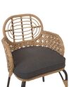 Conjunto de 2 cadeiras de jardim em rattan cor natural com almofadas PRATELLO_868030