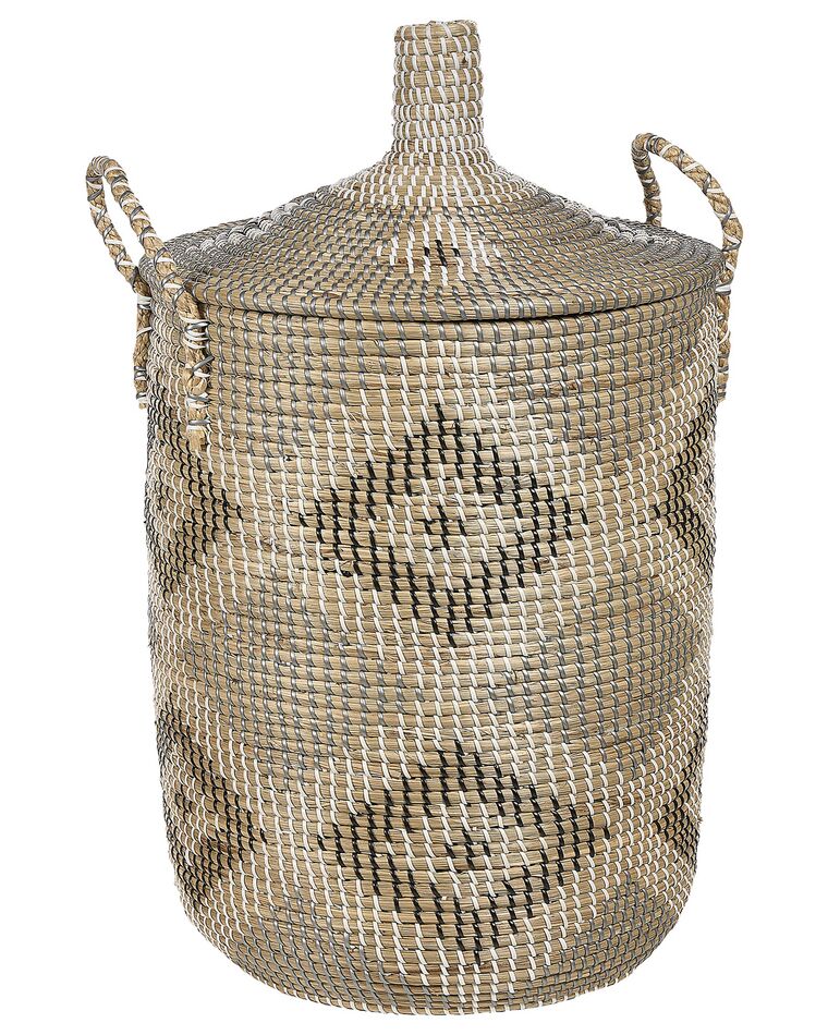 Aufbewahrungskorb mit Deckel Seegras naturfarben 65 cm CAMRANH_886568