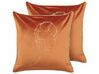 Set of 2 Velvet Cushions 45 x 45 cm Orange CROCUS_837762
