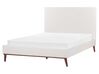 Zamatová posteľ 140 x 200 cm krémová biela BAYONNE_901321