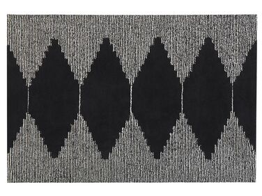 Teppich Baumwolle 160 x 230 cm schwarz / weiss geometrisches Muster Kurzflor BATHINDA